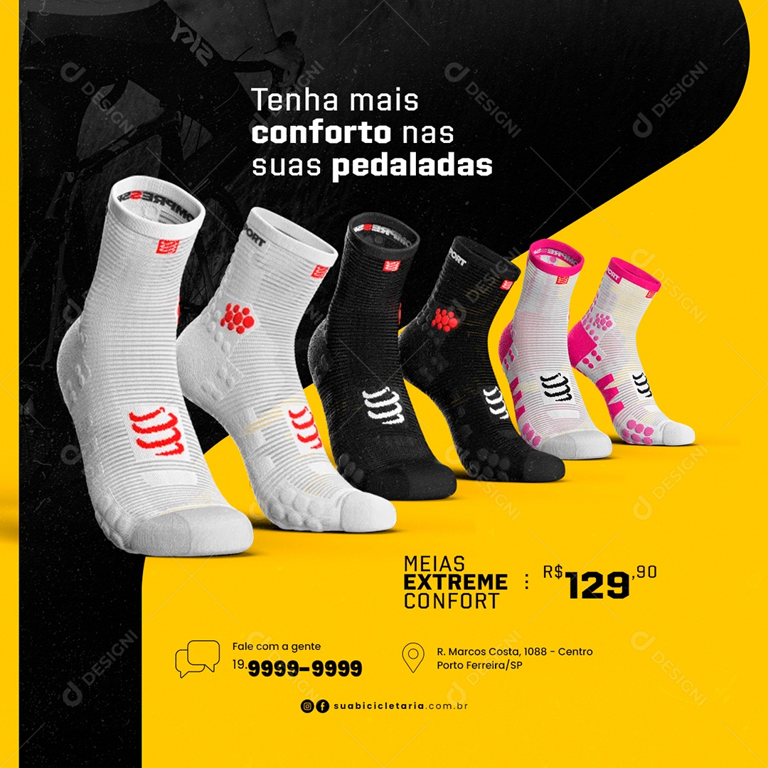 Tenha Mais conforto nas suas Pedaladas Ciclismo Bicicletaria Social Media PSD Editável