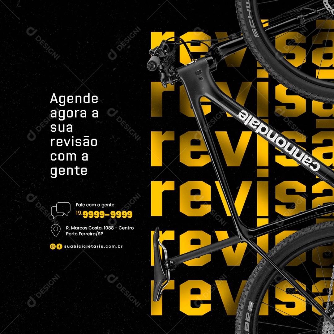 Agende agora a sua revisão Ciclismo Bicicletaria Social Media PSD Editável