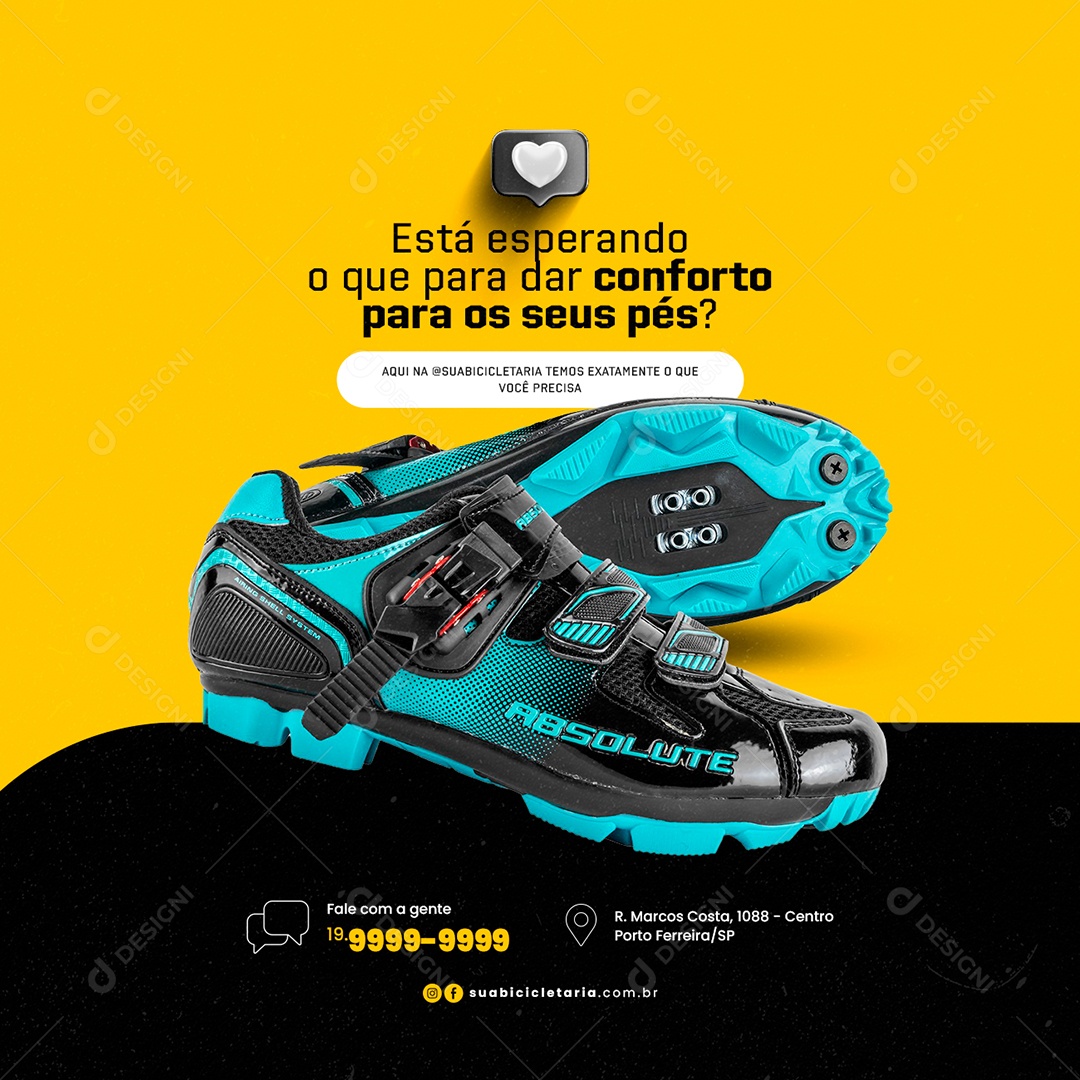 Está Esperando o que para dar Conforto para os seus Pés Ciclismo Bicicletaria Social Media PSD Editável