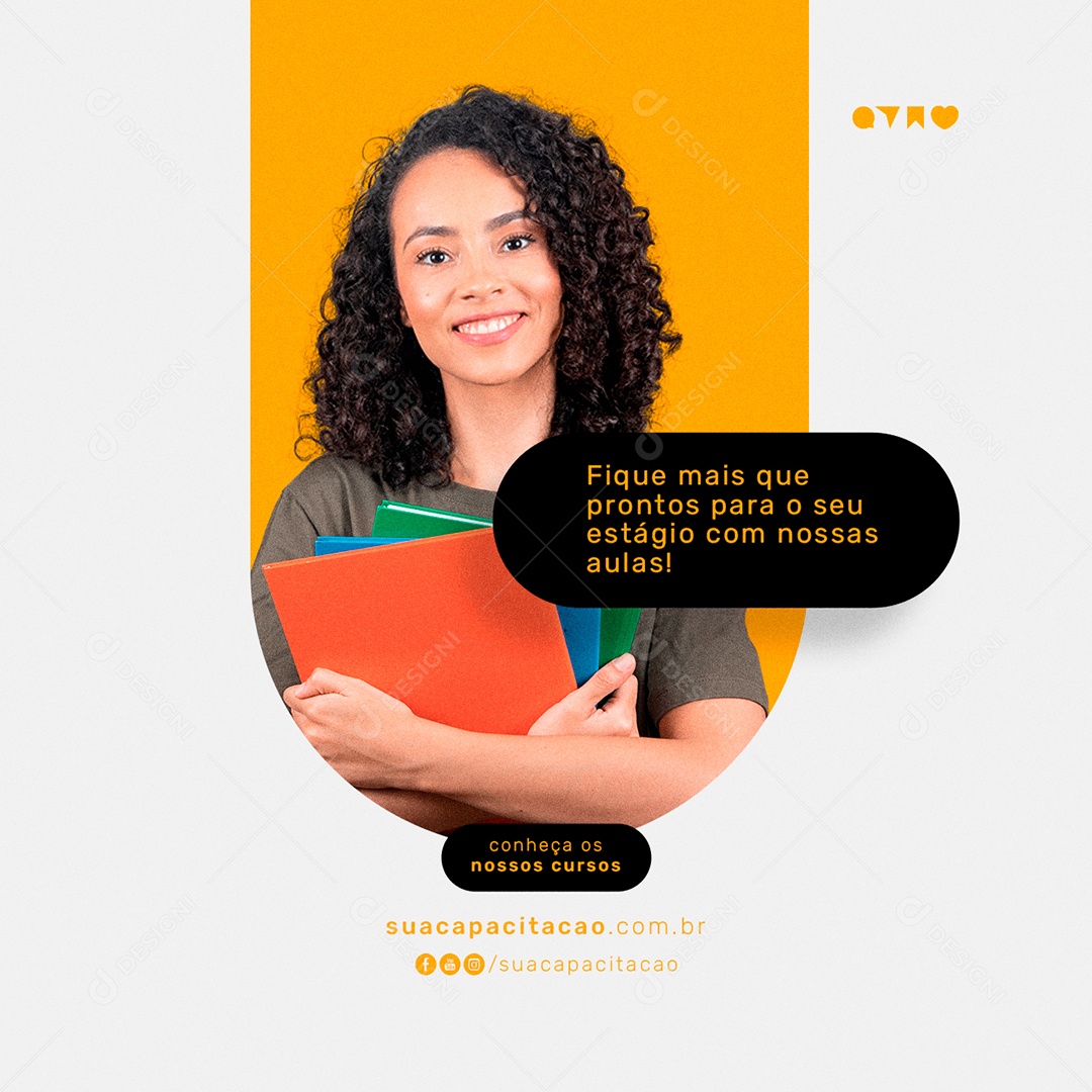 Fique Mais que prontos para o seu Estágio Cursos Profissionalizantes Social Media PSD Editável