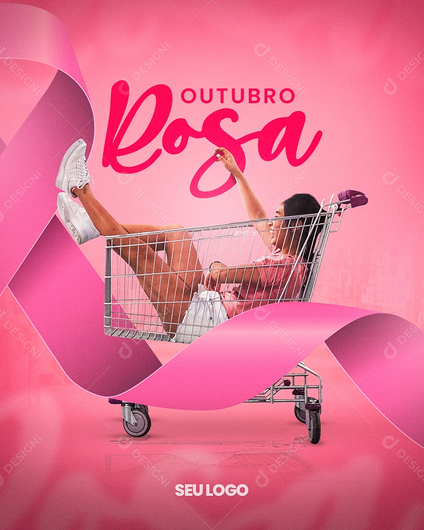 Outubro Rosa Supermercado Social Media PSD Editável