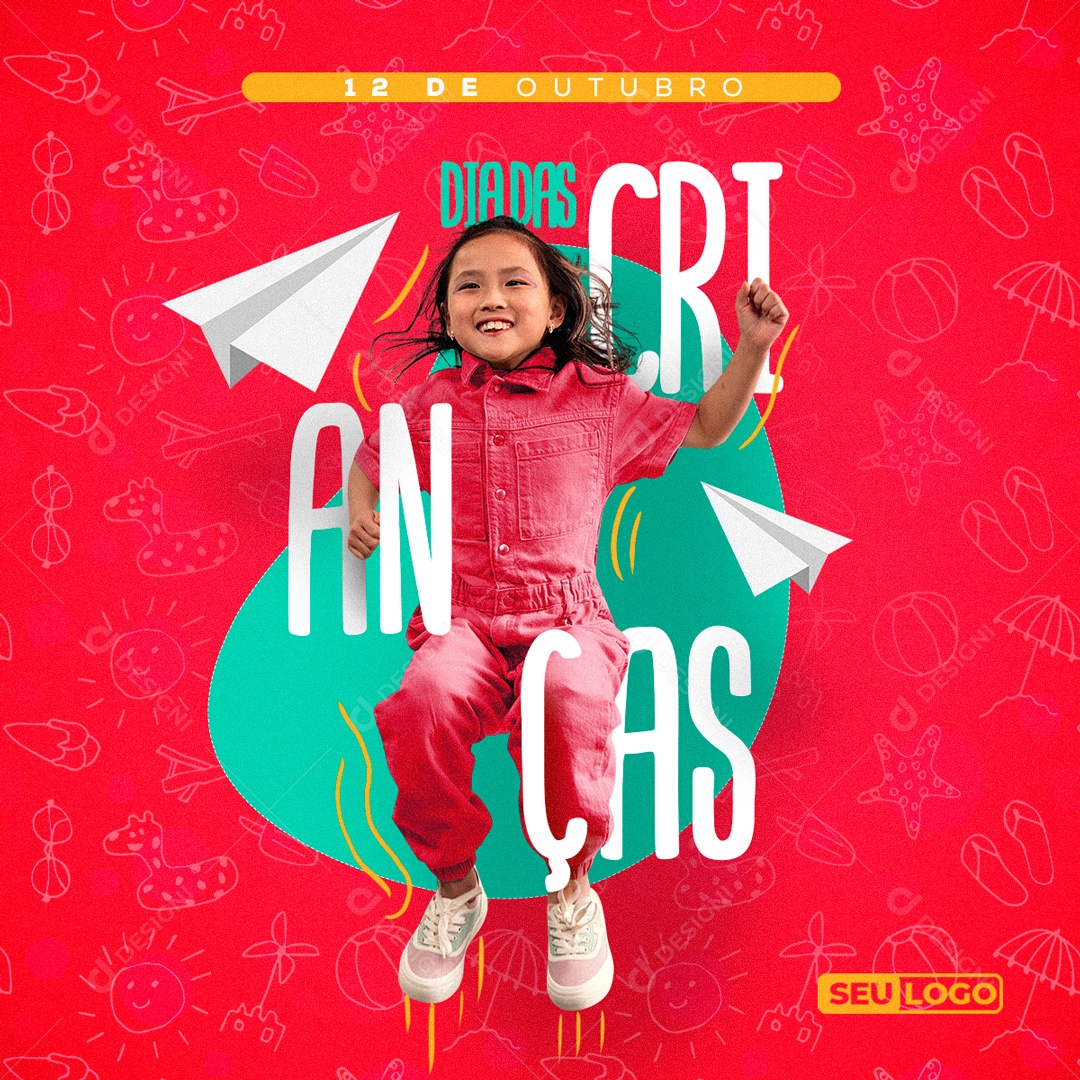 Dia Das Crianças 12 de Outubro Ser Criança é Ser Feliz Social Media PSD Editável