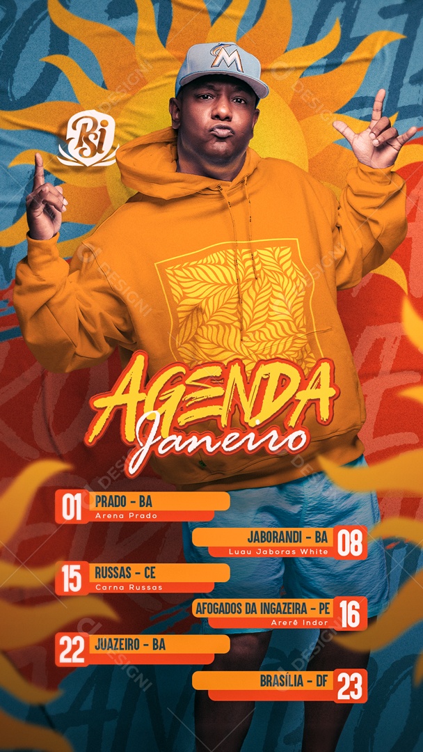 Flyer Agenda Janeiro PSI Shows Social Media PSD Editável