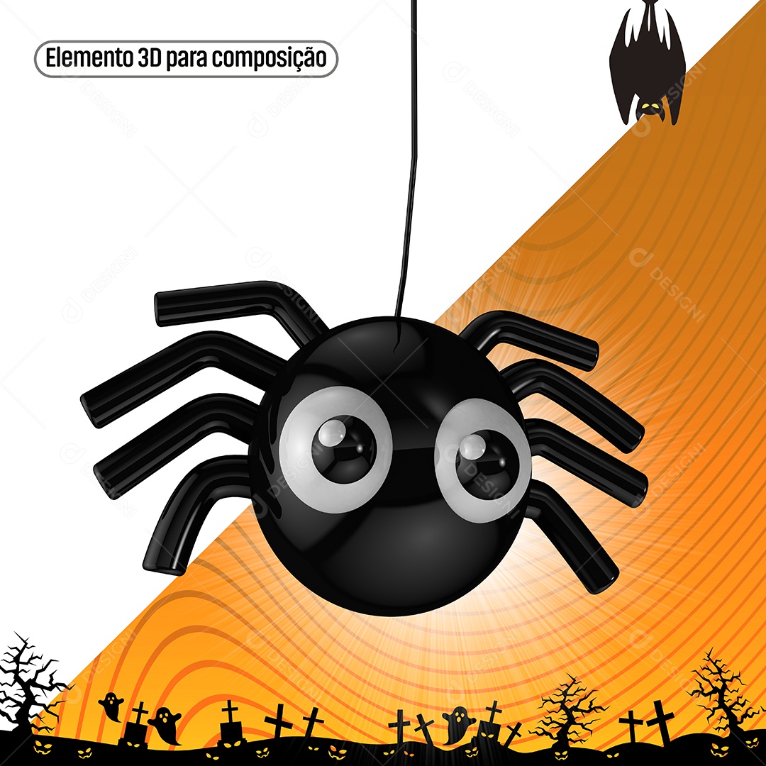 Elemento 3D Para Composição Aranha Preta De Halloween PNG Transparente