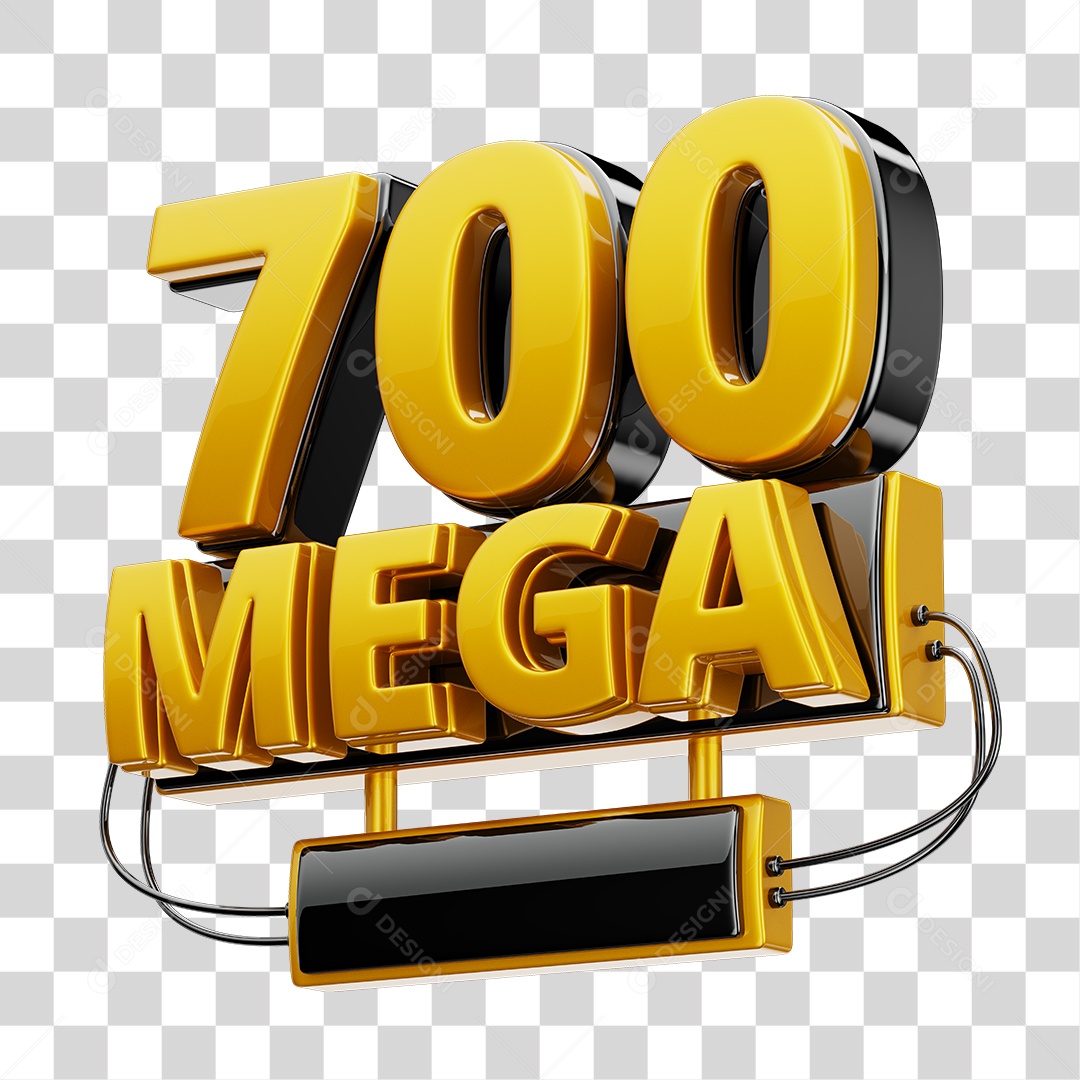 3D Stamp 700GB Gold and Black Internet Fiber for Compositing Transparent PNG