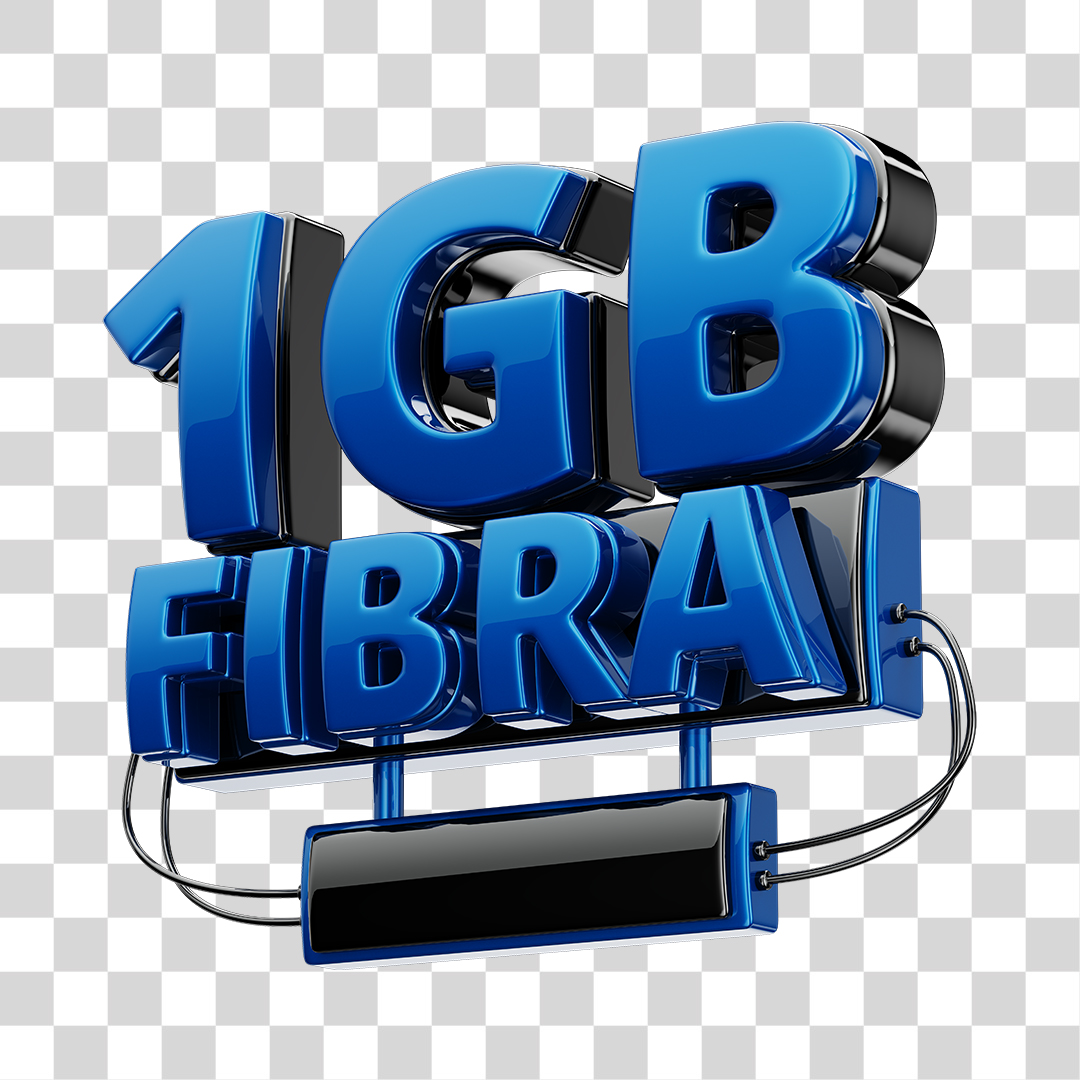 3D Stamp 1GB Internet Fiber Black and Blue for Compositing Transparent PNG