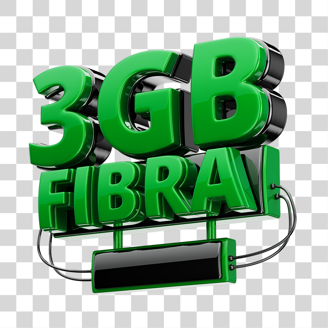 Selo 3D 3GB Fibra de Internet Dourado e Roxo para Composição PNG Transparente