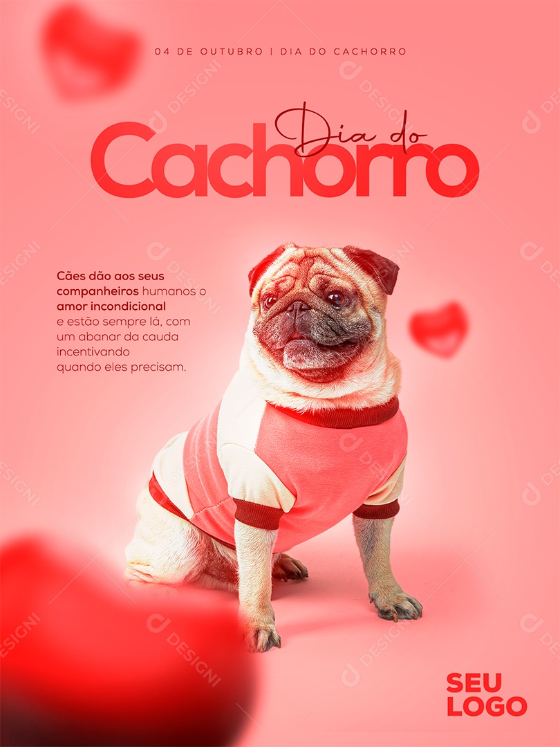 Cães dão aos seus Companheiros Humanos o Amor Incondicional Dia do Cachorro Social Media PSD Editável