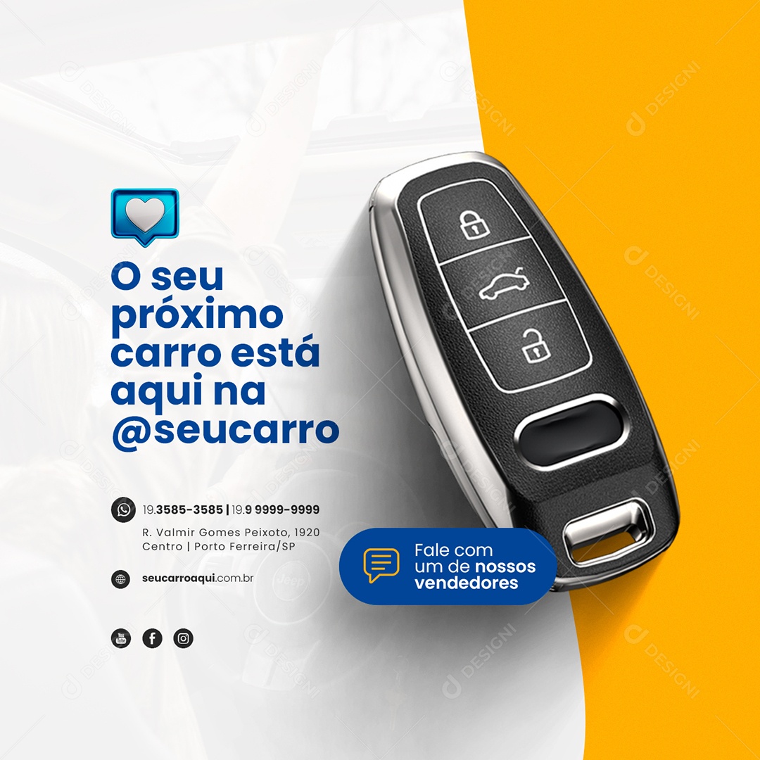 O Seu Próximo Carro está aqui na Concessionária Social Media PSD Editável