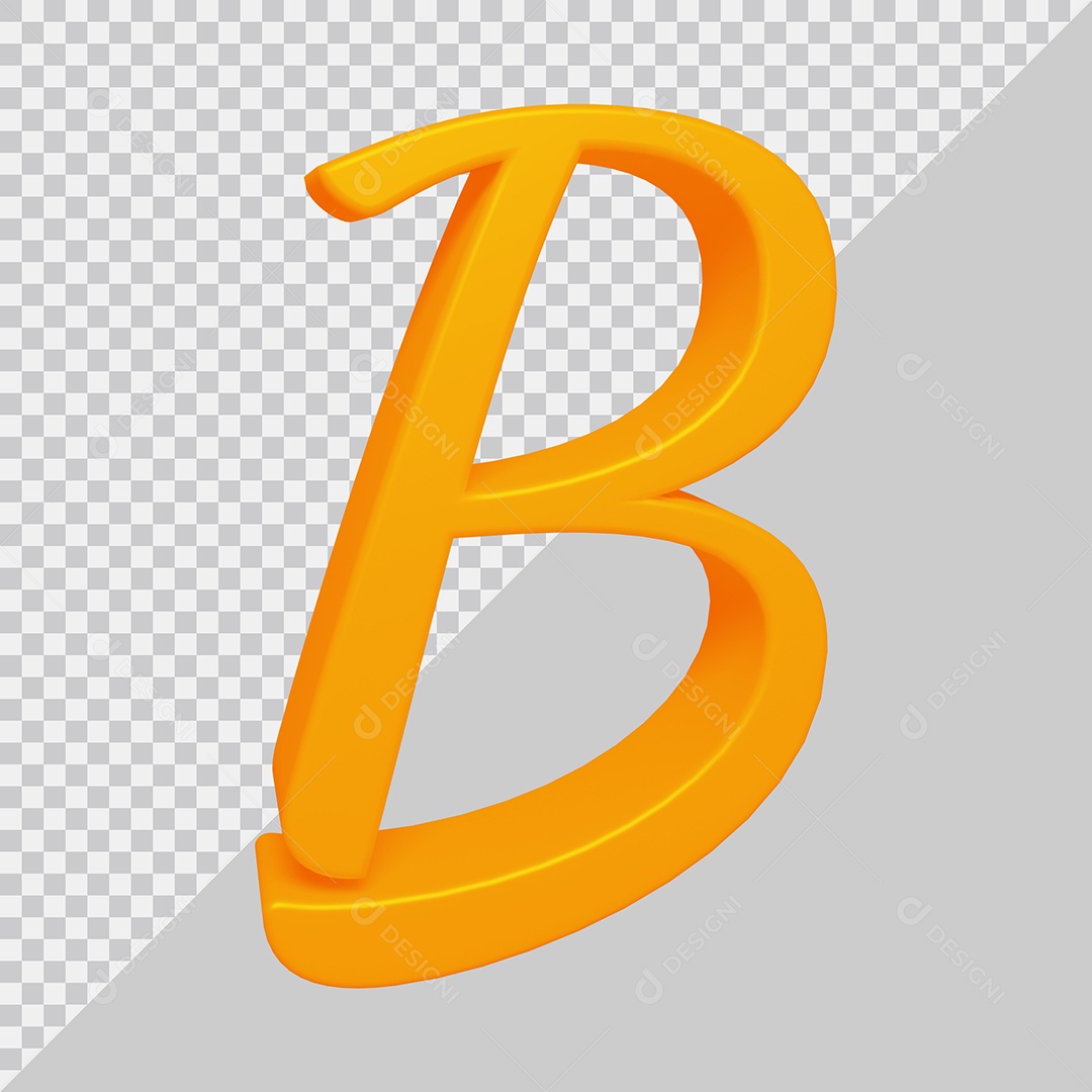 Elemento 3D Para Composição Letra B Laranja PSD