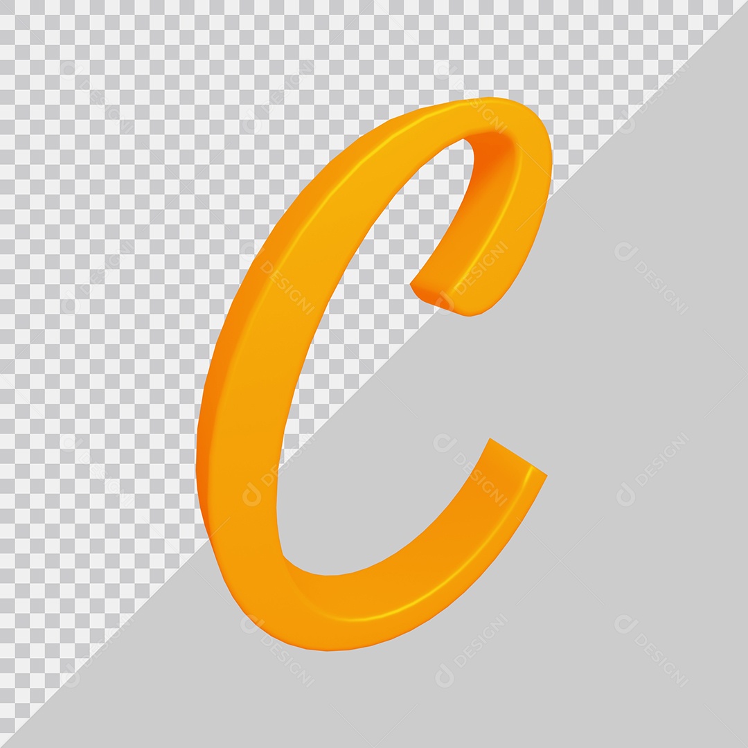 Elemento 3D Para Composição Letra C Laranja PSD