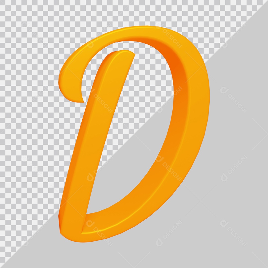 Elemento 3D Para Composição Letra D Laranja PSD
