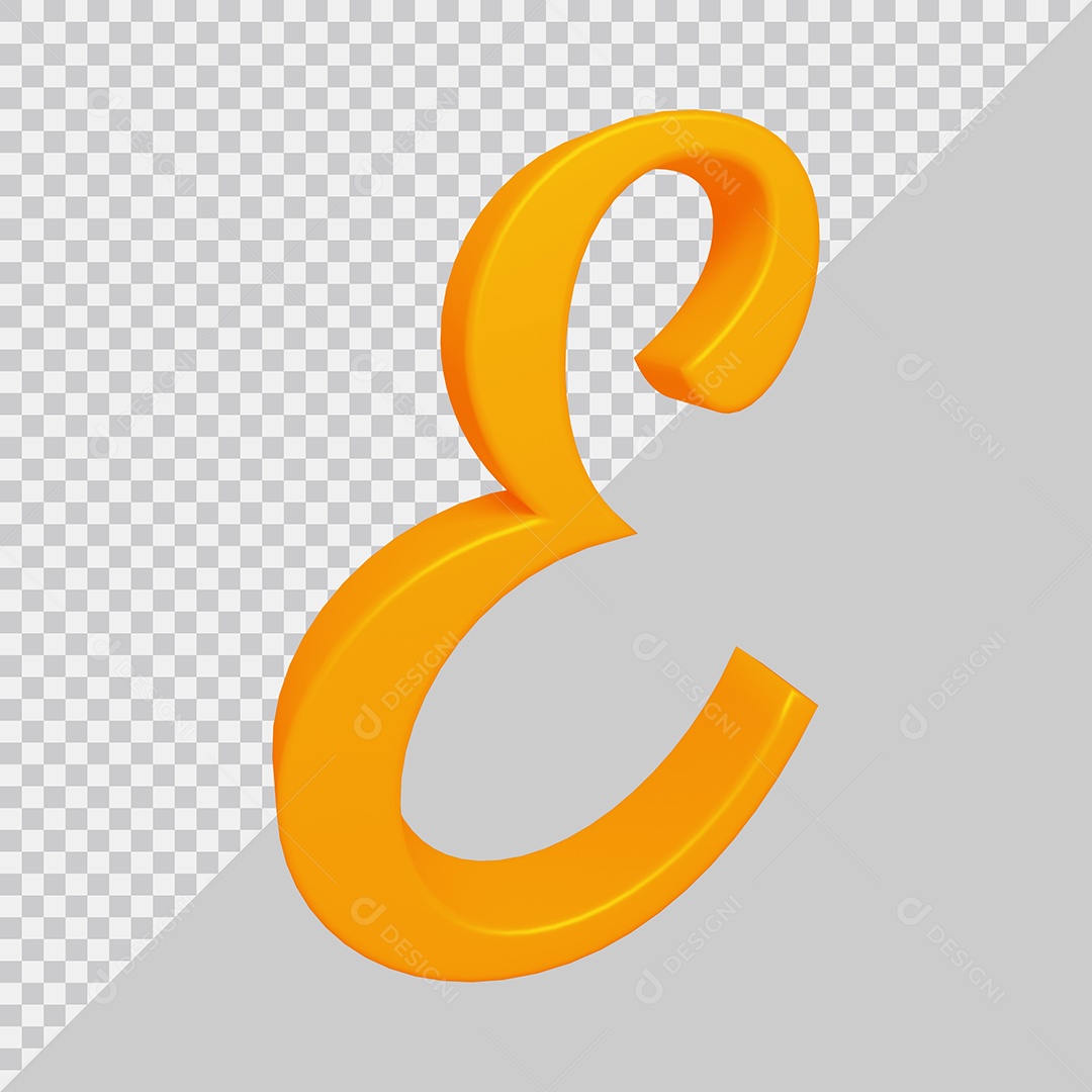 Elemento 3D Para Composição Letra E Laranja PSD