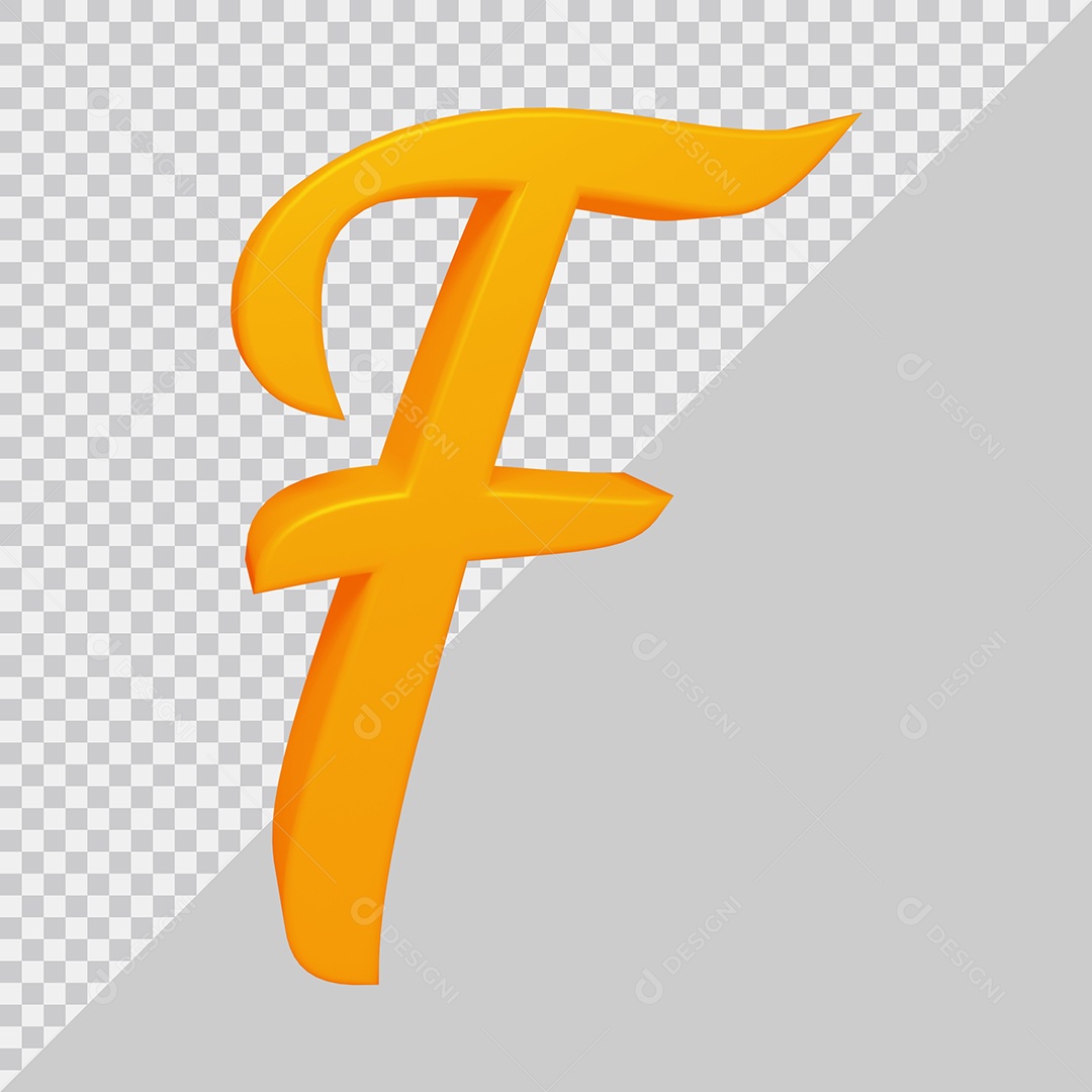 Elemento 3D Para Composição Letra F Laranja PSD