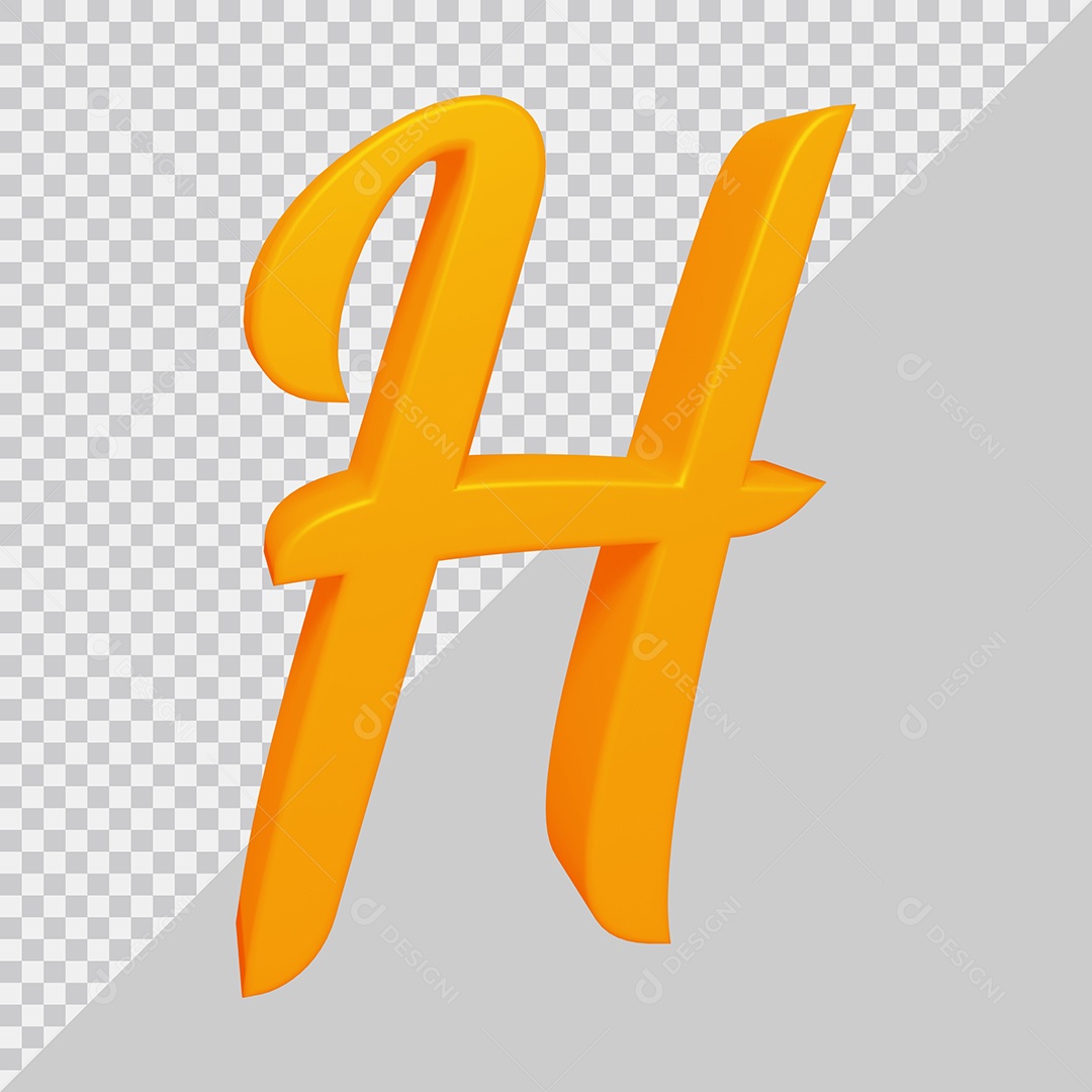 Elemento 3D Para Composição Letra H Laranja PSD