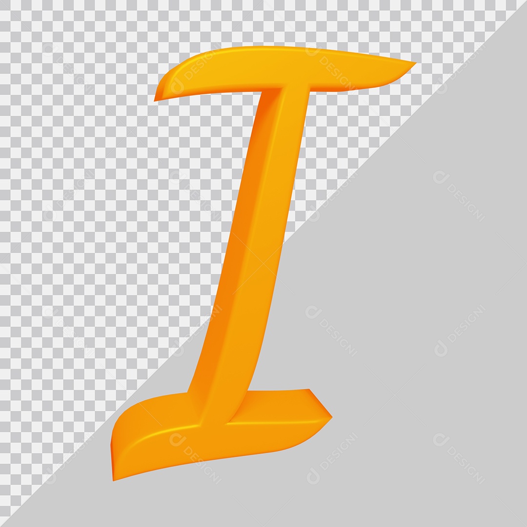 Elemento 3D Para Composição Letra I Laranja PSD