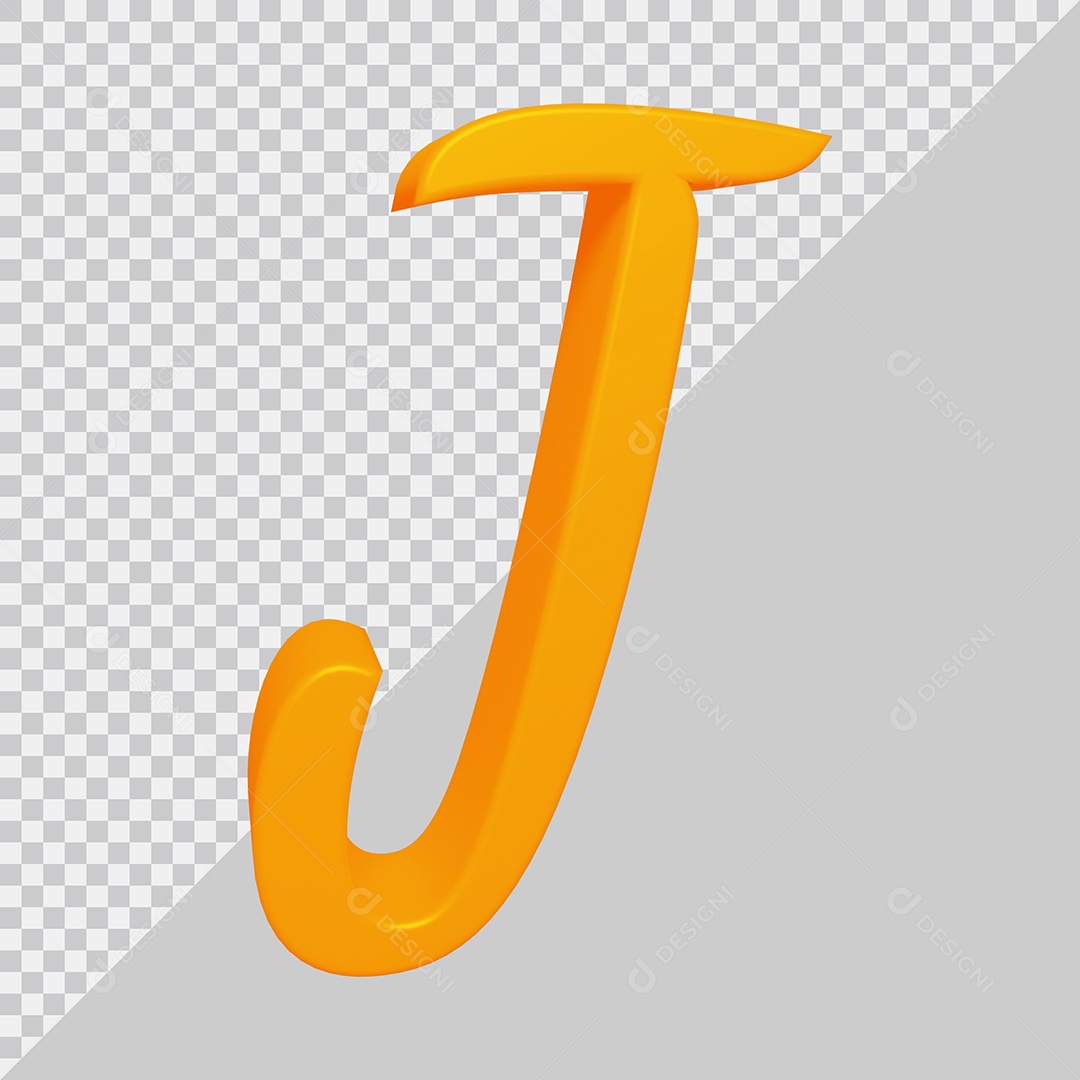 Elemento 3D Para Composição Letra J Laranja PSD