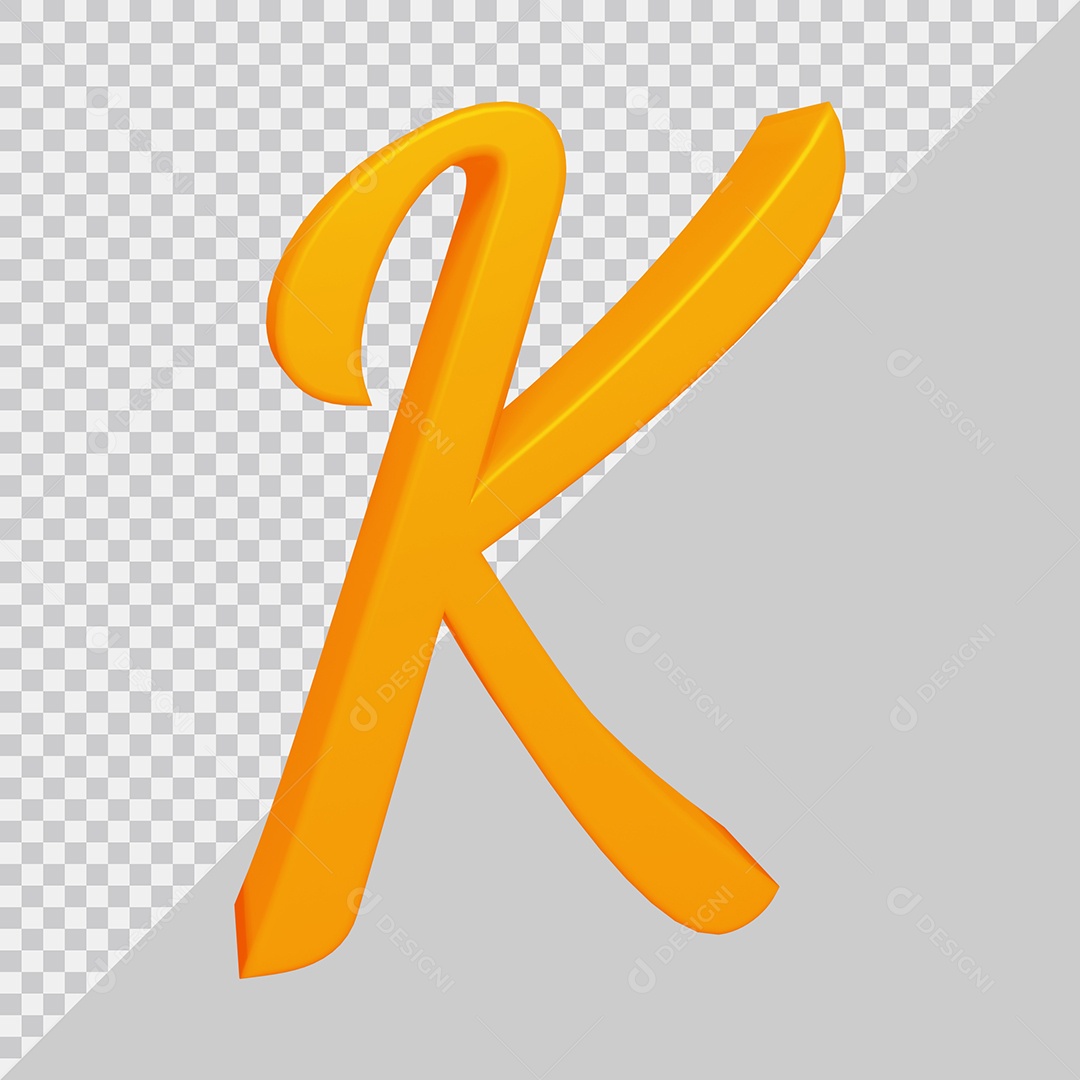 Elemento 3D Para Composição Letra K Laranja PSD