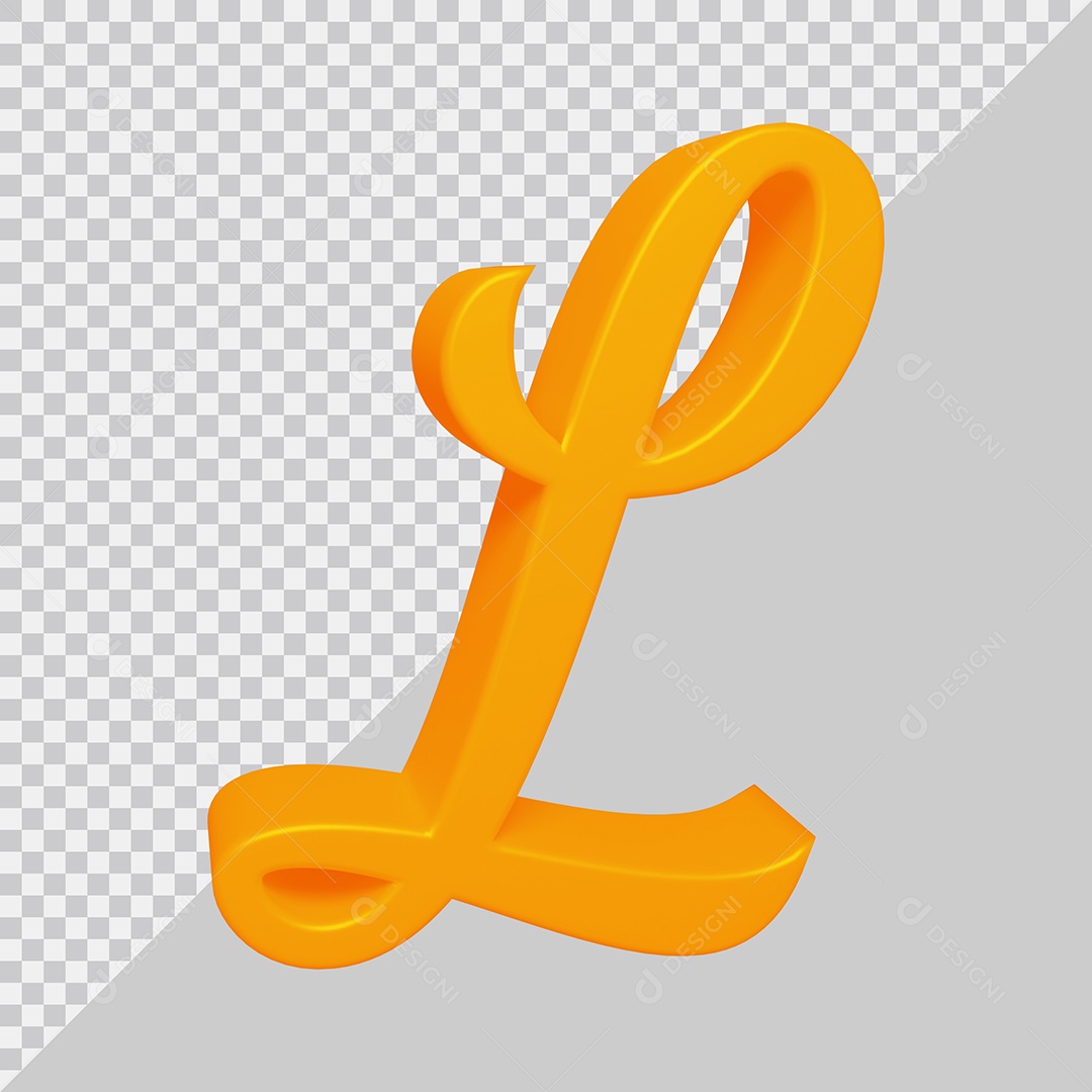 Elemento 3D Para Composição Letra L Laranja PSD