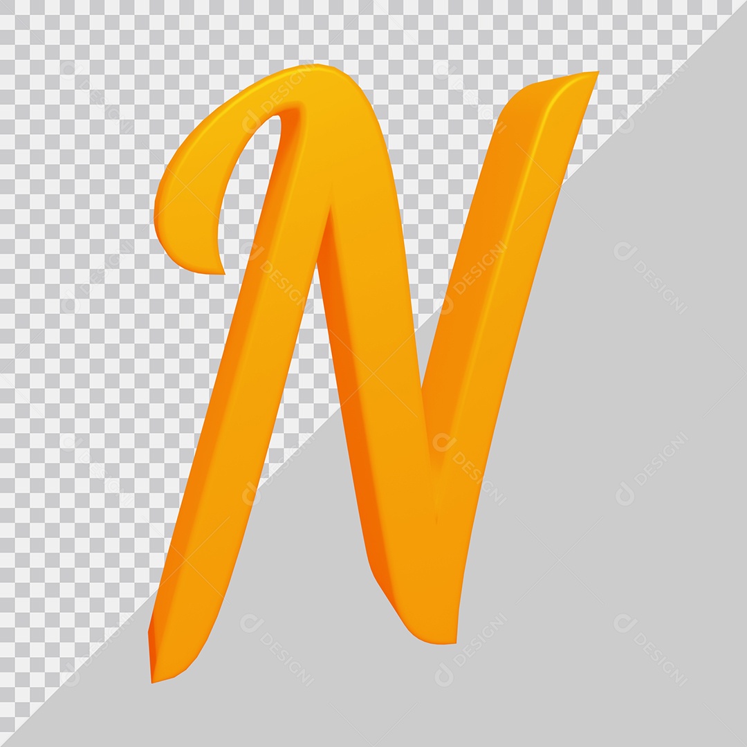 Elemento 3D Para Composição Letra N Laranja PSD
