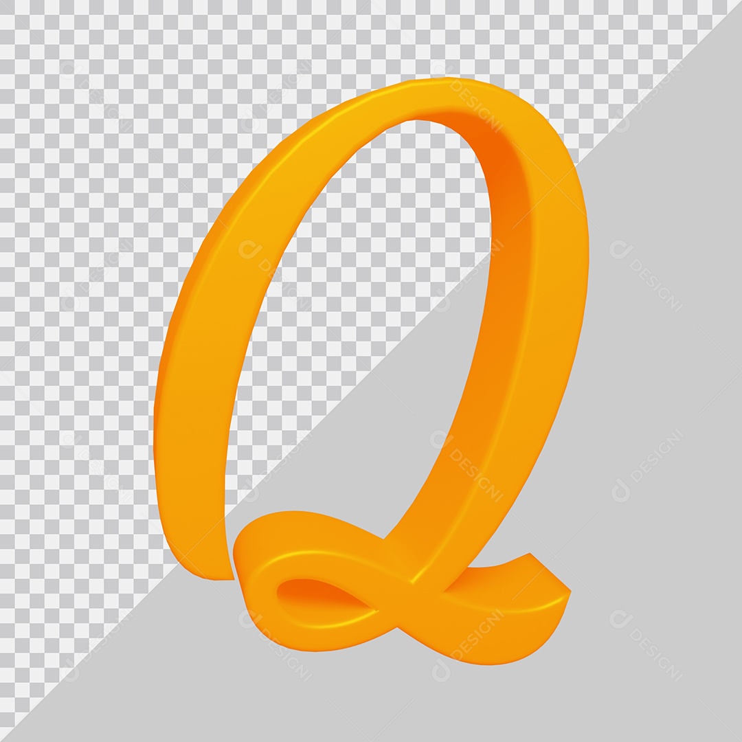 Elemento 3D Para Composição Letra Q Laranja PSD