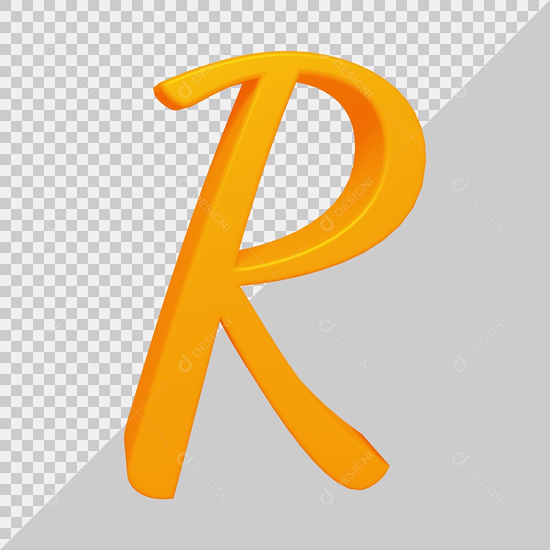Elemento 3D Para Composição Letra R Laranja PSD