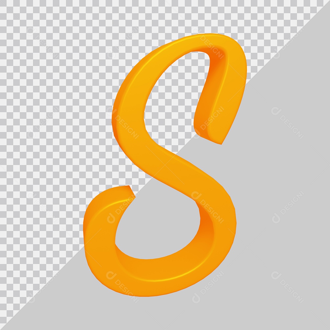 Elemento 3D Para Composição Letra S Laranja PSD