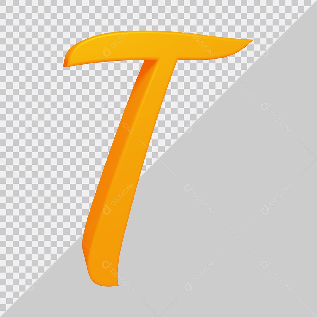 Elemento 3D Para Composição Letra T Laranja PSD