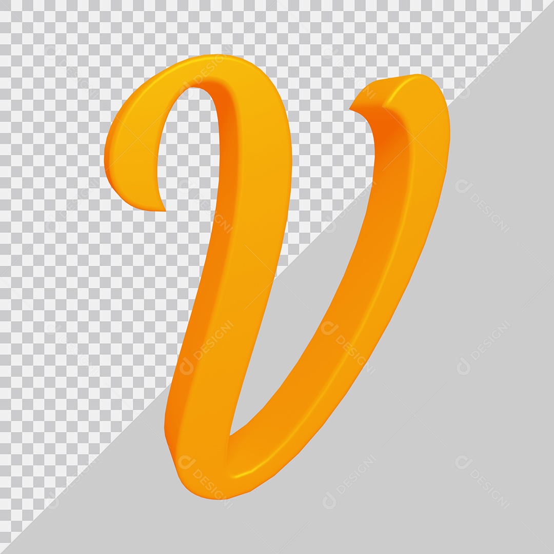 Elemento 3D Para Composição Letra V Laranja PSD