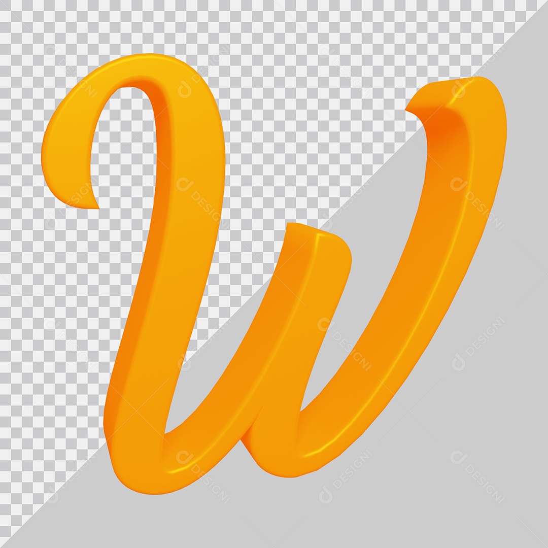Elemento 3D Para Composição Letra W Laranja PSD