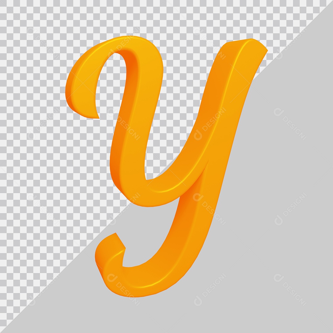 Elemento 3D Para Composição Letra Y Laranja PSD