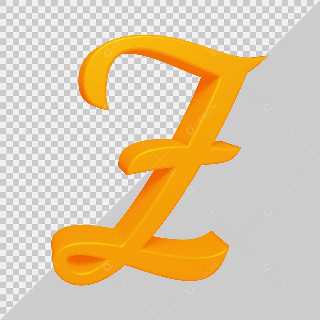 Elemento 3D Para Composição Letra Z Laranja PSD