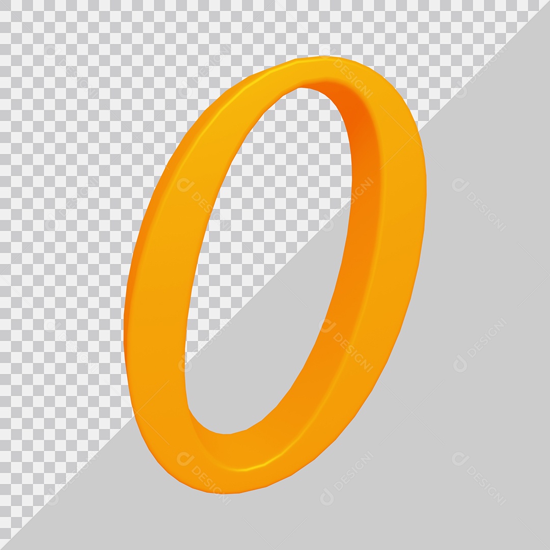 Elemento 3D Para Composição Número 0 Laranja PSD
