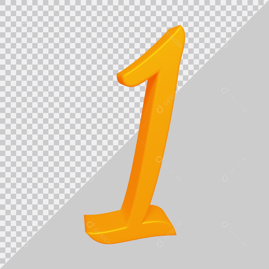 Elemento 3D Para Composição Número 1 Laranja PSD