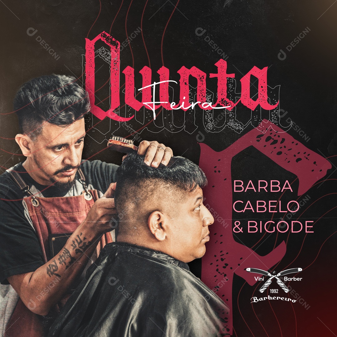 Social Media Barbearia Barba Cabelo e Bigode PSD Editável