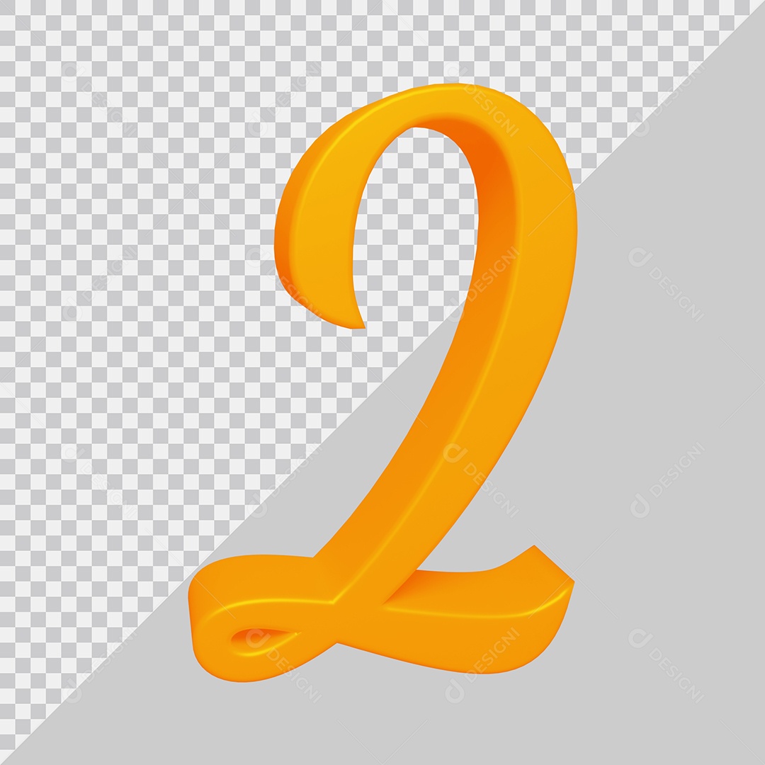 Elemento 3D Para Composição Número 2 Laranja PSD