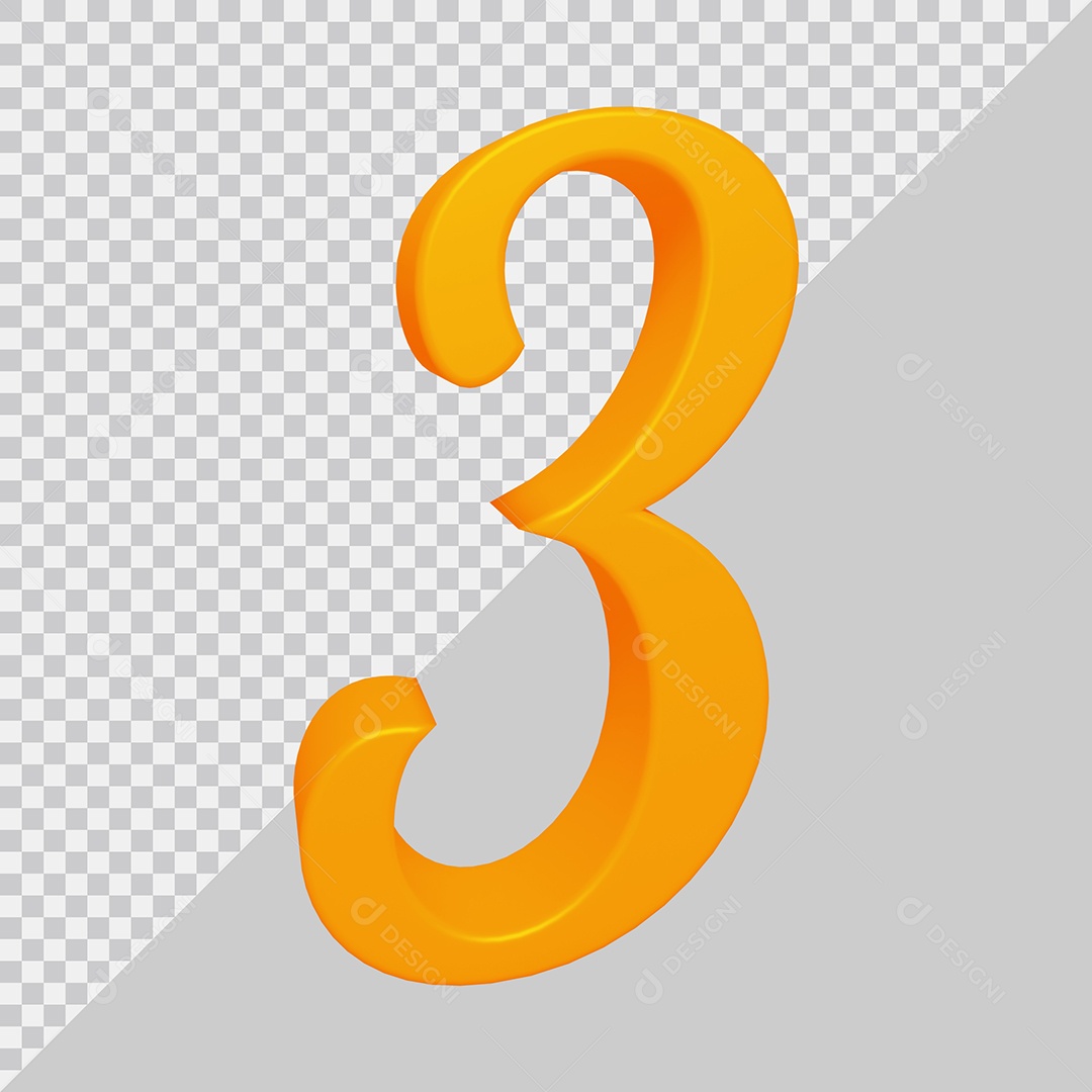 Elemento 3D Para Composição Número 3 Laranja PSD