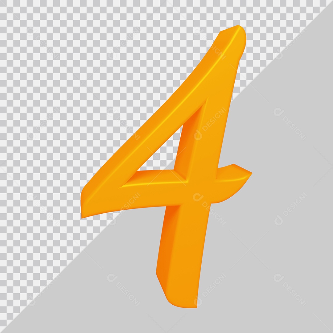 Elemento 3D Para Composição Número 4 Laranja PSD
