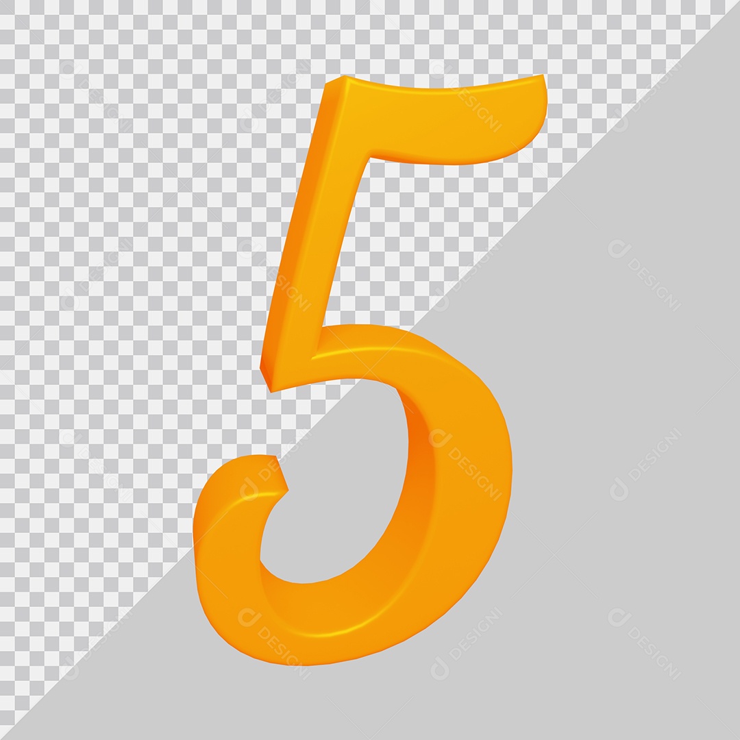Elemento 3D Para Composição Número 5 Laranja PSD