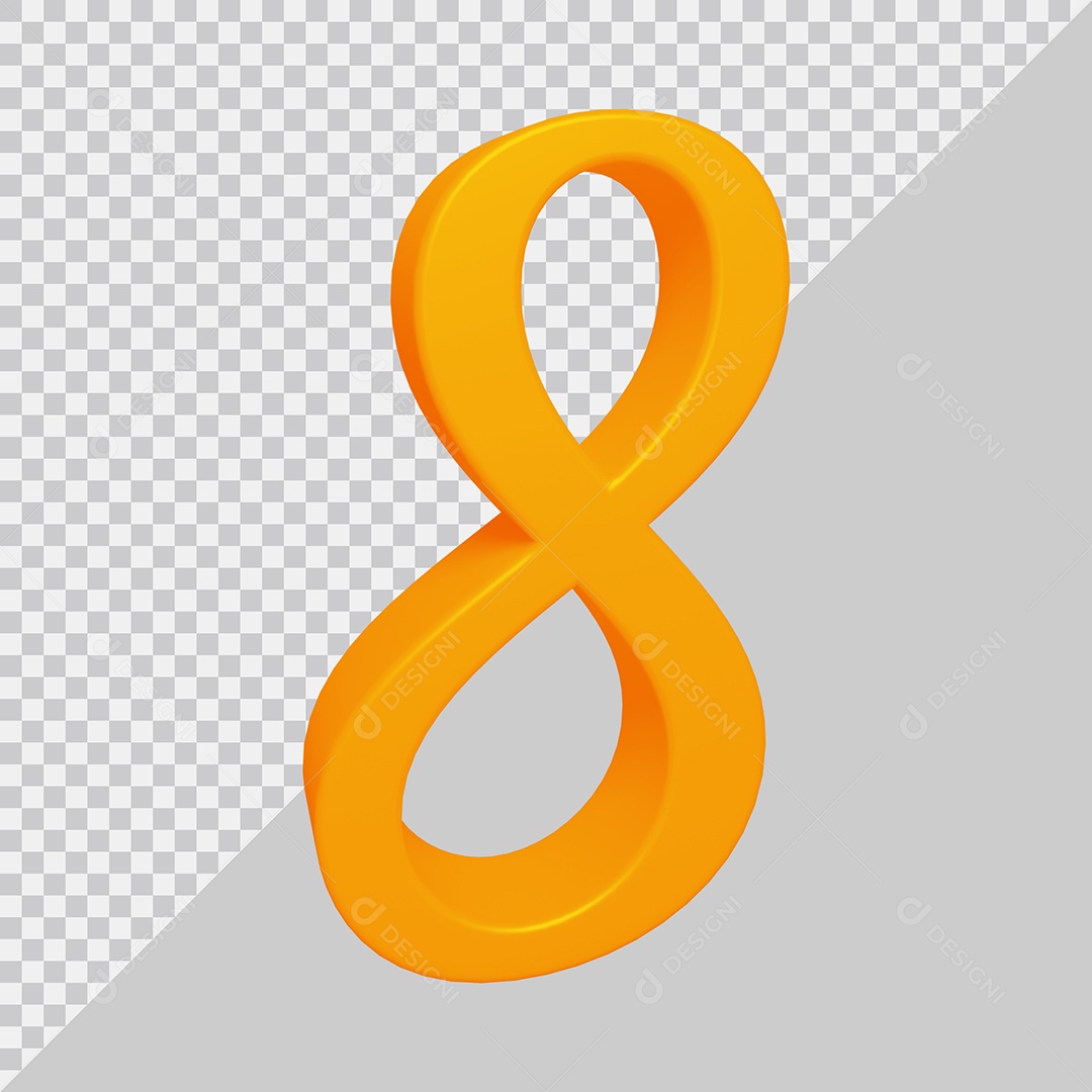 Elemento 3D Para Composição Número 8 Laranja PSD