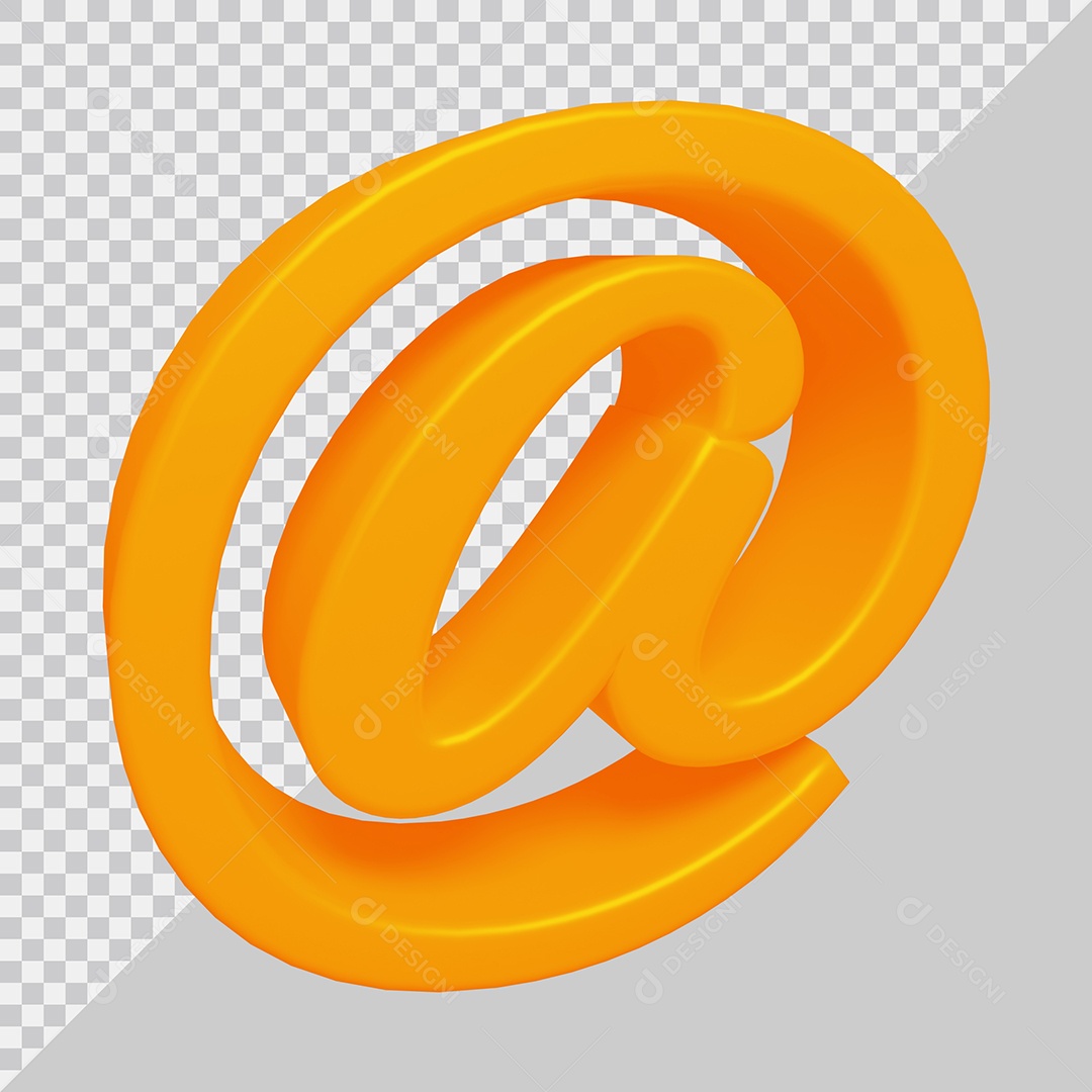 Elemento 3D Para Composição Símbolo Arroba Laranja PSD