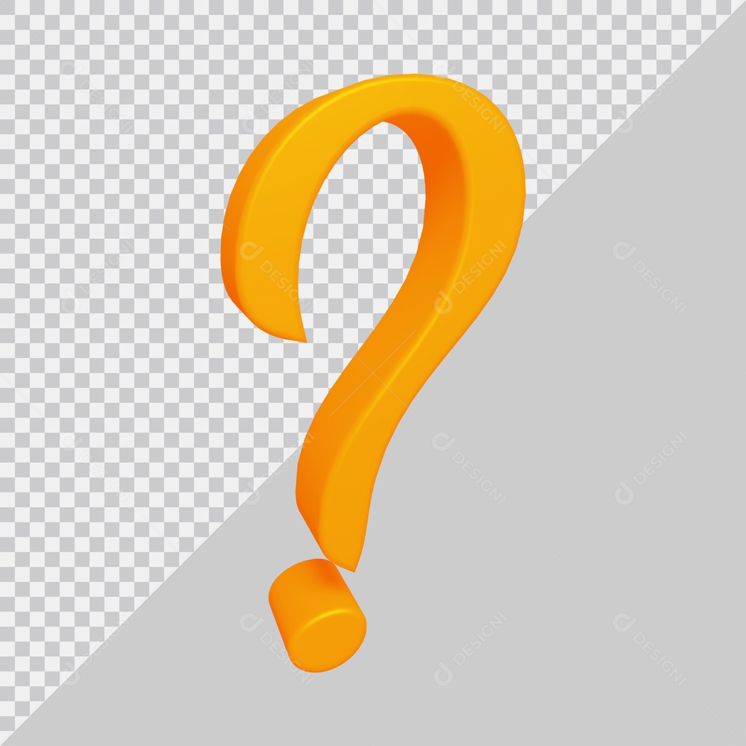 Elemento 3D Para Composição Símbolo de ponto de interrogação Laranja PSD