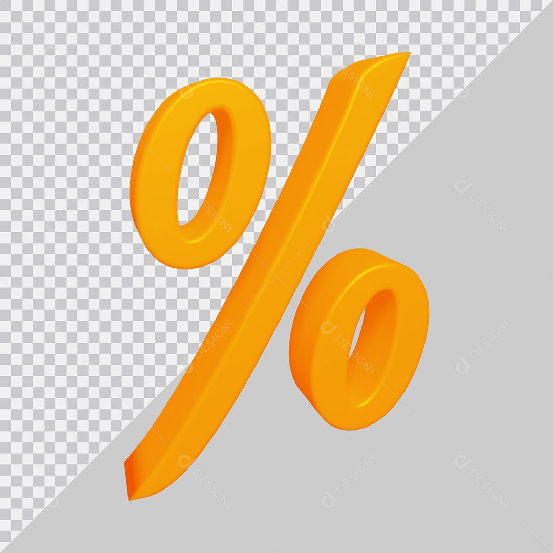 Elemento 3D Para Composição Símbolo de Porcentagem Laranja PSD