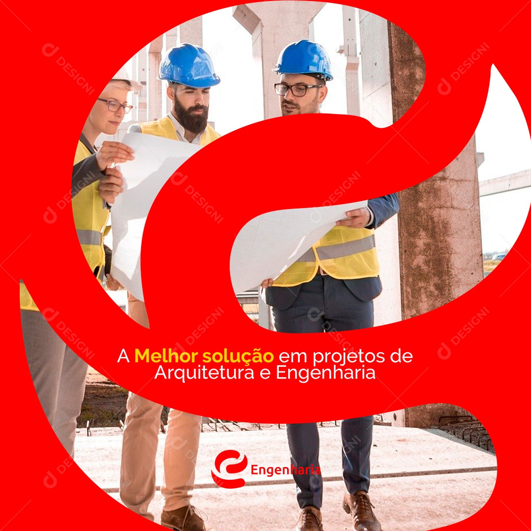 A Melhor Solução em Projetos de Arquitetura e Engenharia Social Media PSD Editável