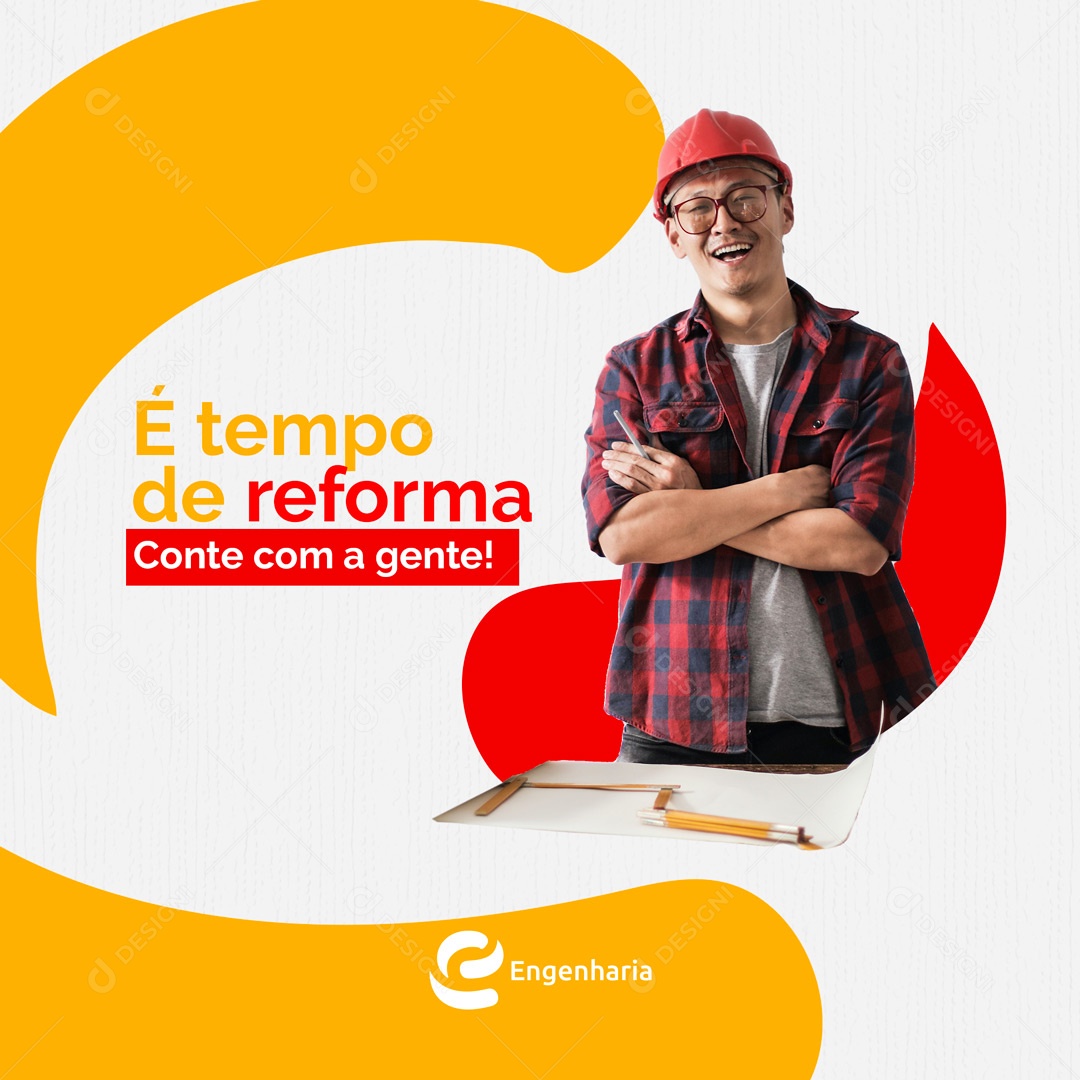 Social Media É Tempo de Reforma Conte com a Gente Engenharia e Arquitetura PSD Editável