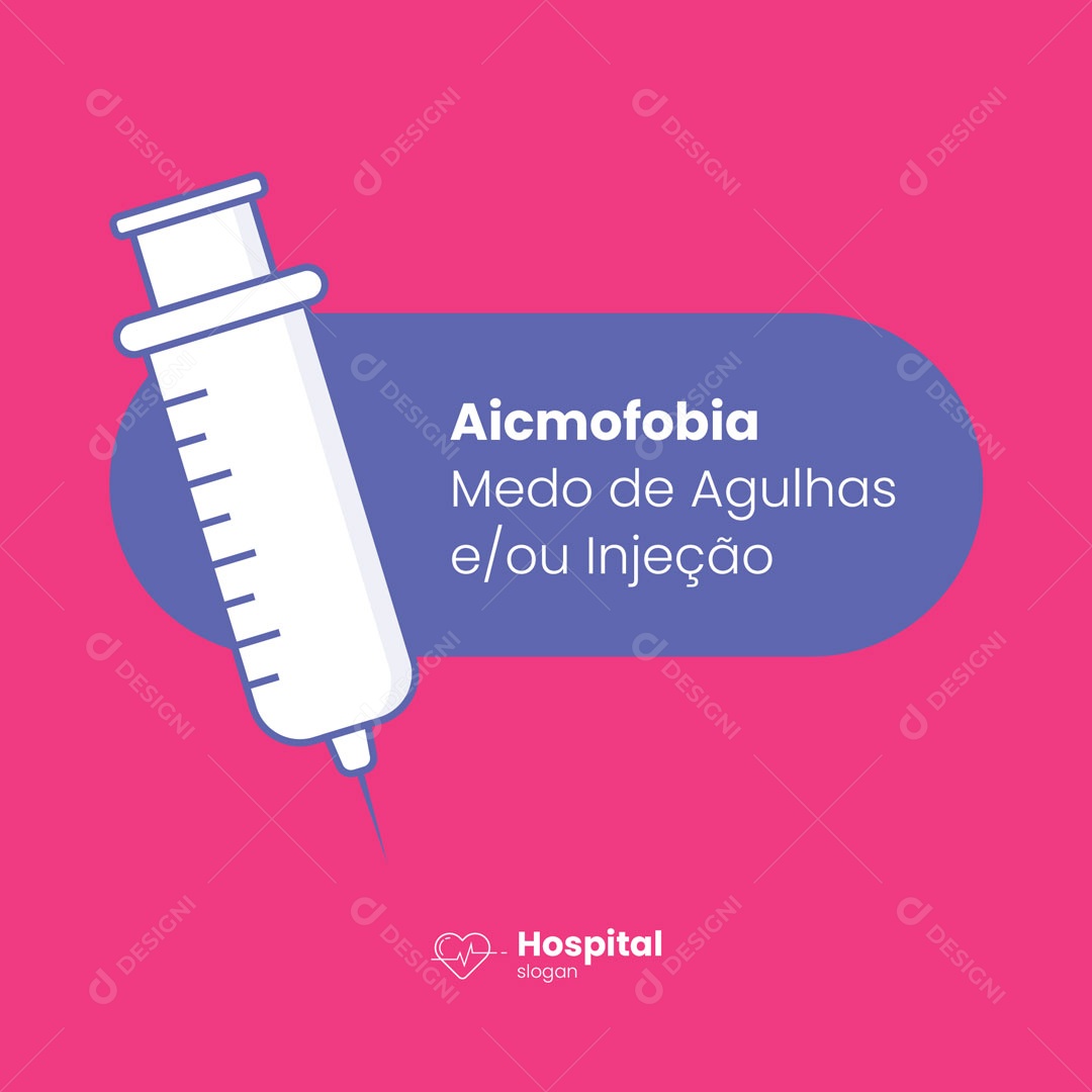 Social Media Clínica Médica Aicmofobia Medo de Agulhas PSD Editável