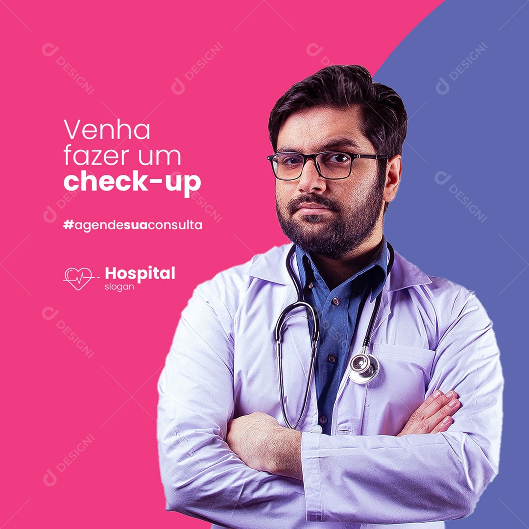 Social Media Clínica Médica Venha Fazer seu Check-Up PSD Editável