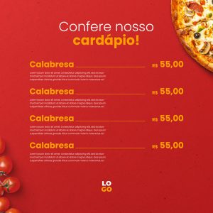 Social Media Pizzaria Confere nosso Cardápio PSD Editável