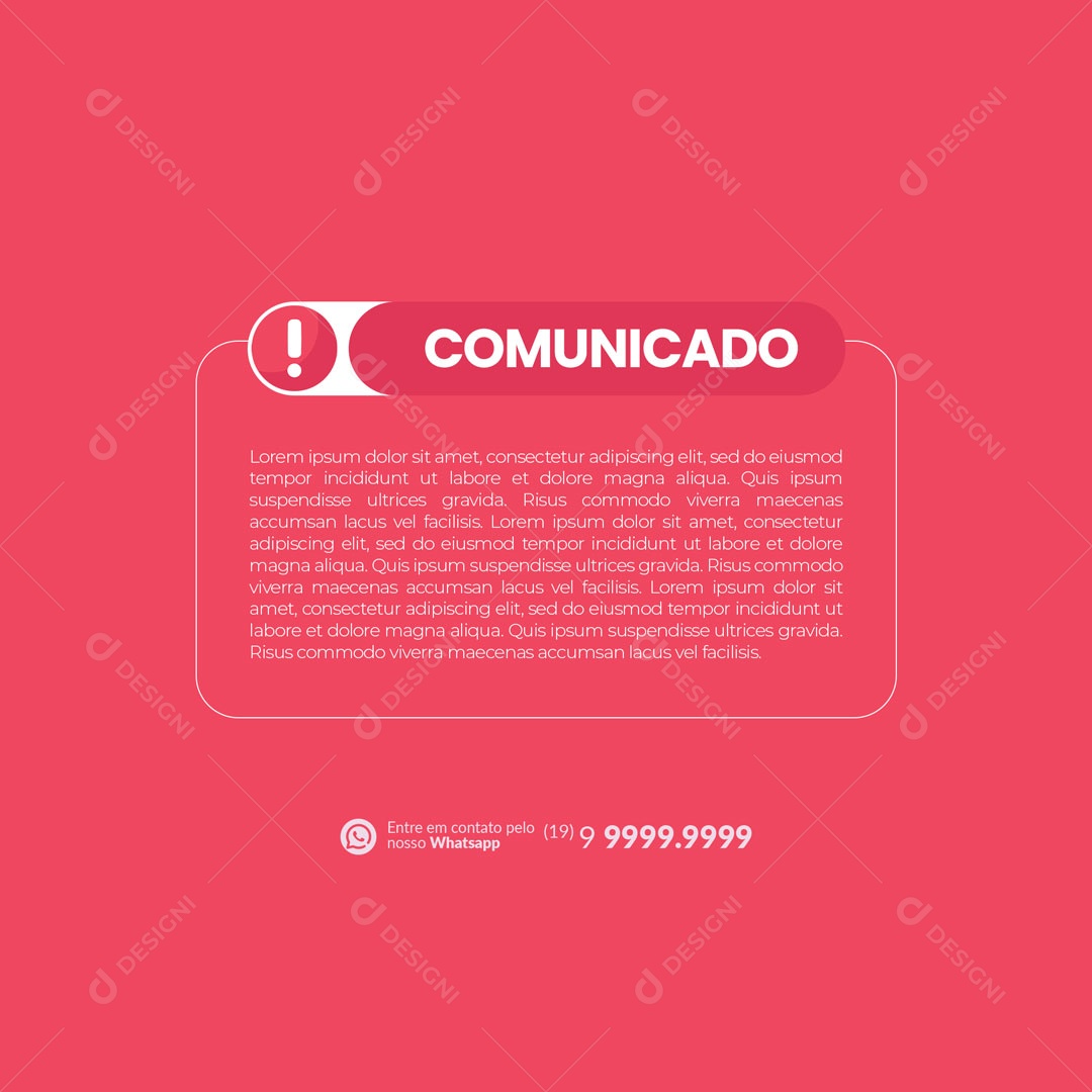 Comunicado Aviso Alerta Atenção Social Media PSD Editável