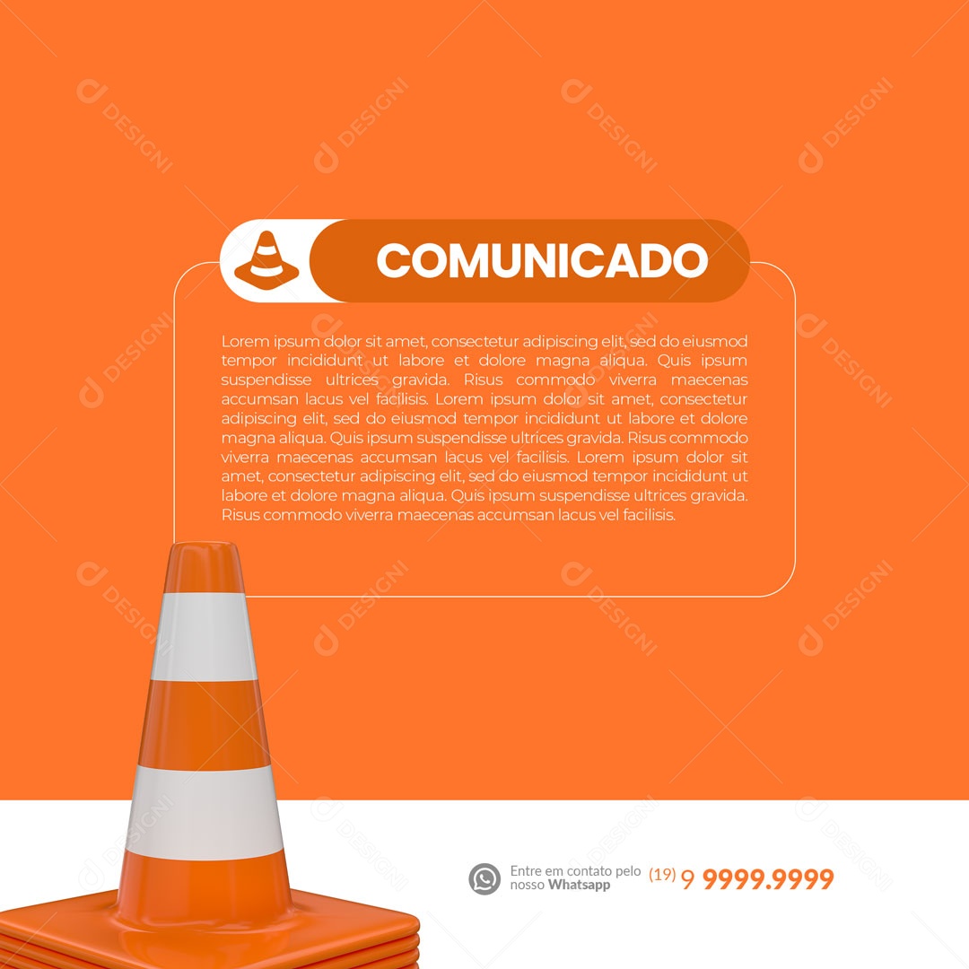 Comunicado Aviso Alerta Atenção Social Media PSD Editável